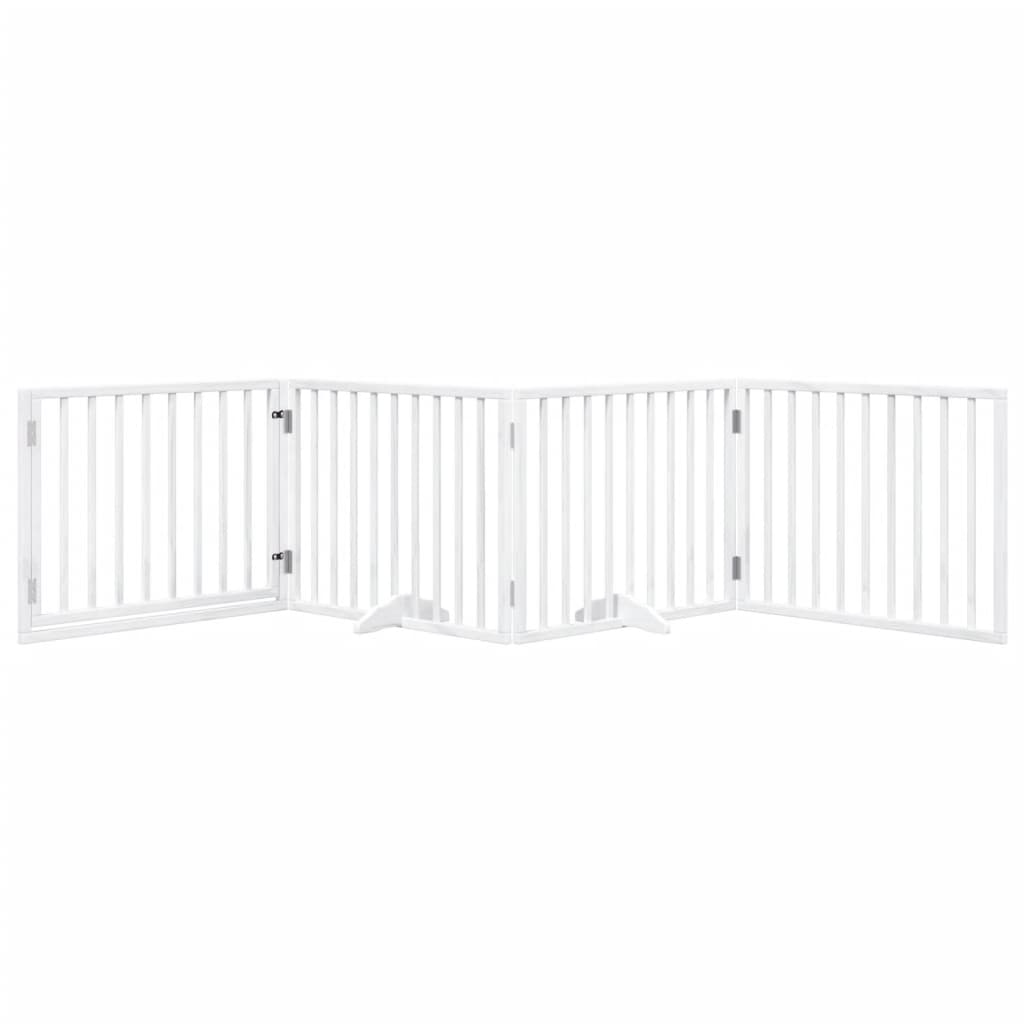 Poartă câini pliabilă cu ușă, 4 panouri, alb, 320 cm, lemn plop GartenMobel Dekor
