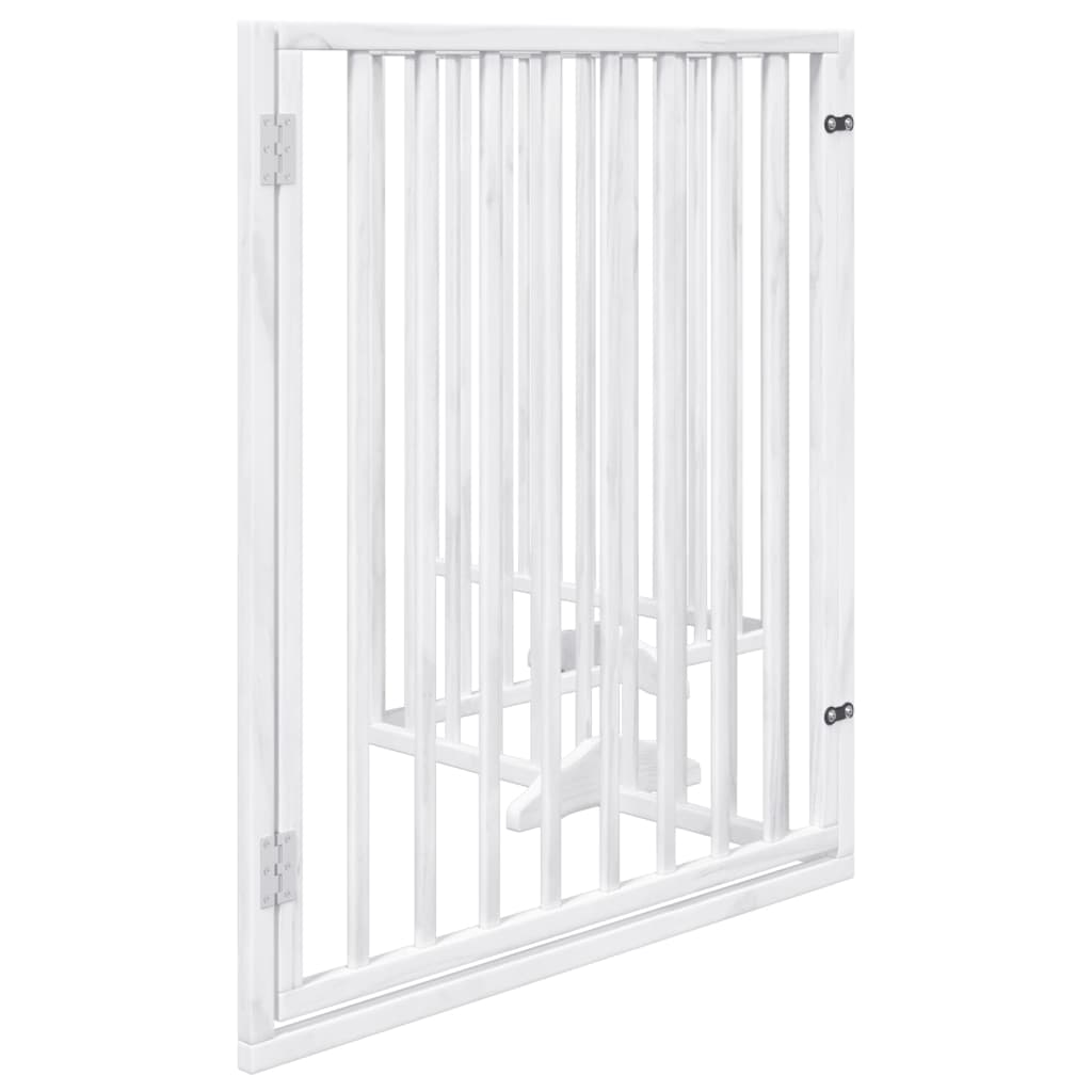 Poartă câini pliabilă cu ușă, 4 panouri, alb, 320 cm, lemn plop GartenMobel Dekor