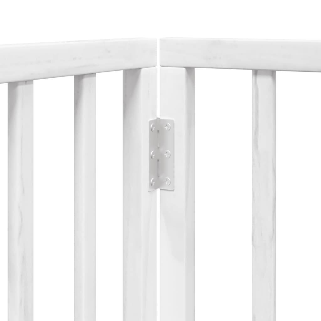 Poartă câini pliabilă cu ușă, 4 panouri, alb, 320 cm, lemn plop GartenMobel Dekor