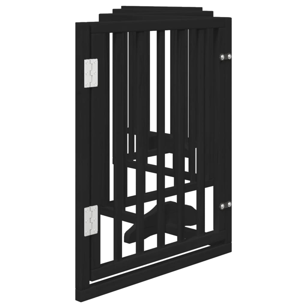 Poartă câini pliabilă cu ușă 6 panouri negru, 300 cm, lemn plop GartenMobel Dekor