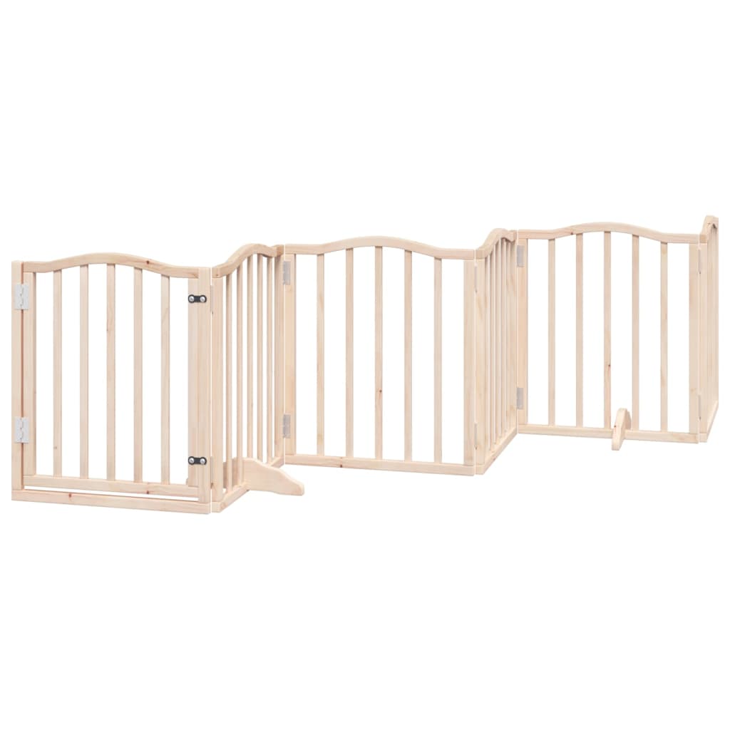 Poartă de câini pliabilă cu ușă, 6 panouri, 300 cm, lemn plop GartenMobel Dekor