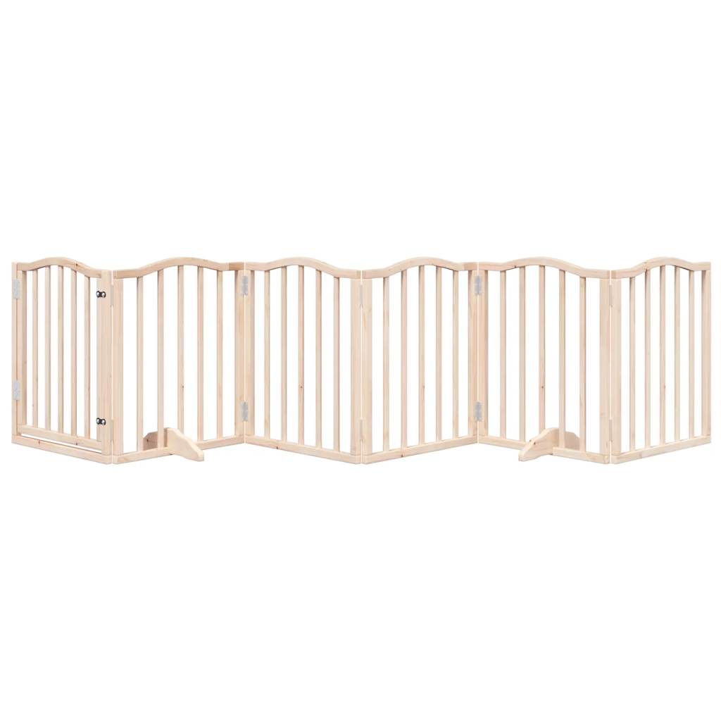 Poartă de câini pliabilă cu ușă, 6 panouri, 300 cm, lemn plop GartenMobel Dekor