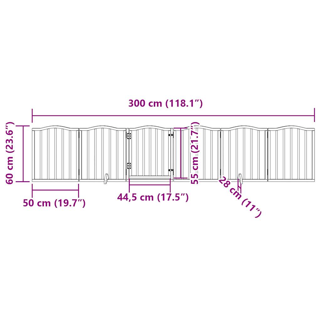 Poartă de câini pliabilă cu ușă, 6 panouri, 300 cm, lemn plop GartenMobel Dekor