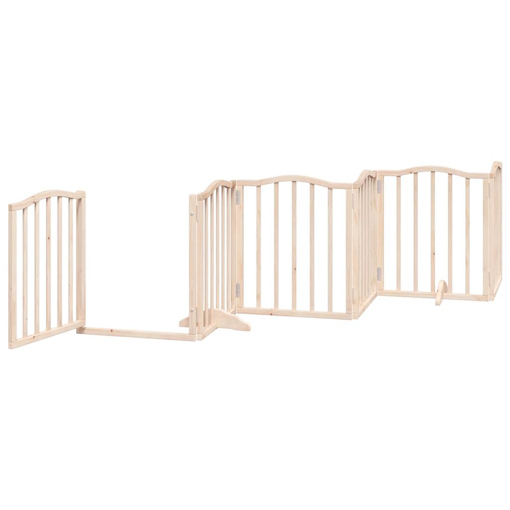 Poartă de câini pliabilă cu ușă, 6 panouri, 300 cm, lemn plop GartenMobel Dekor