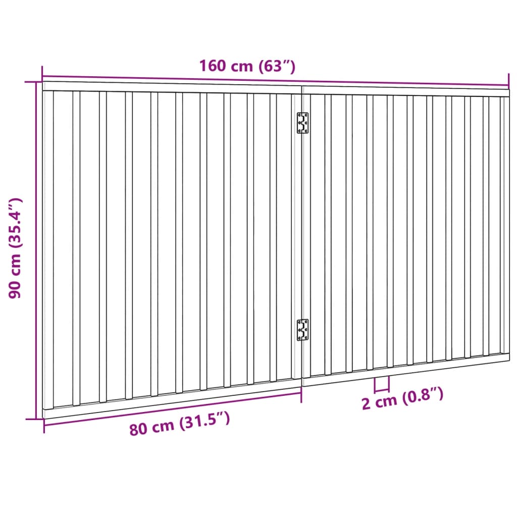 Poartă pentru câini pliabilă, 2 panouri, alb, 160 cm, lemn plop GartenMobel Dekor