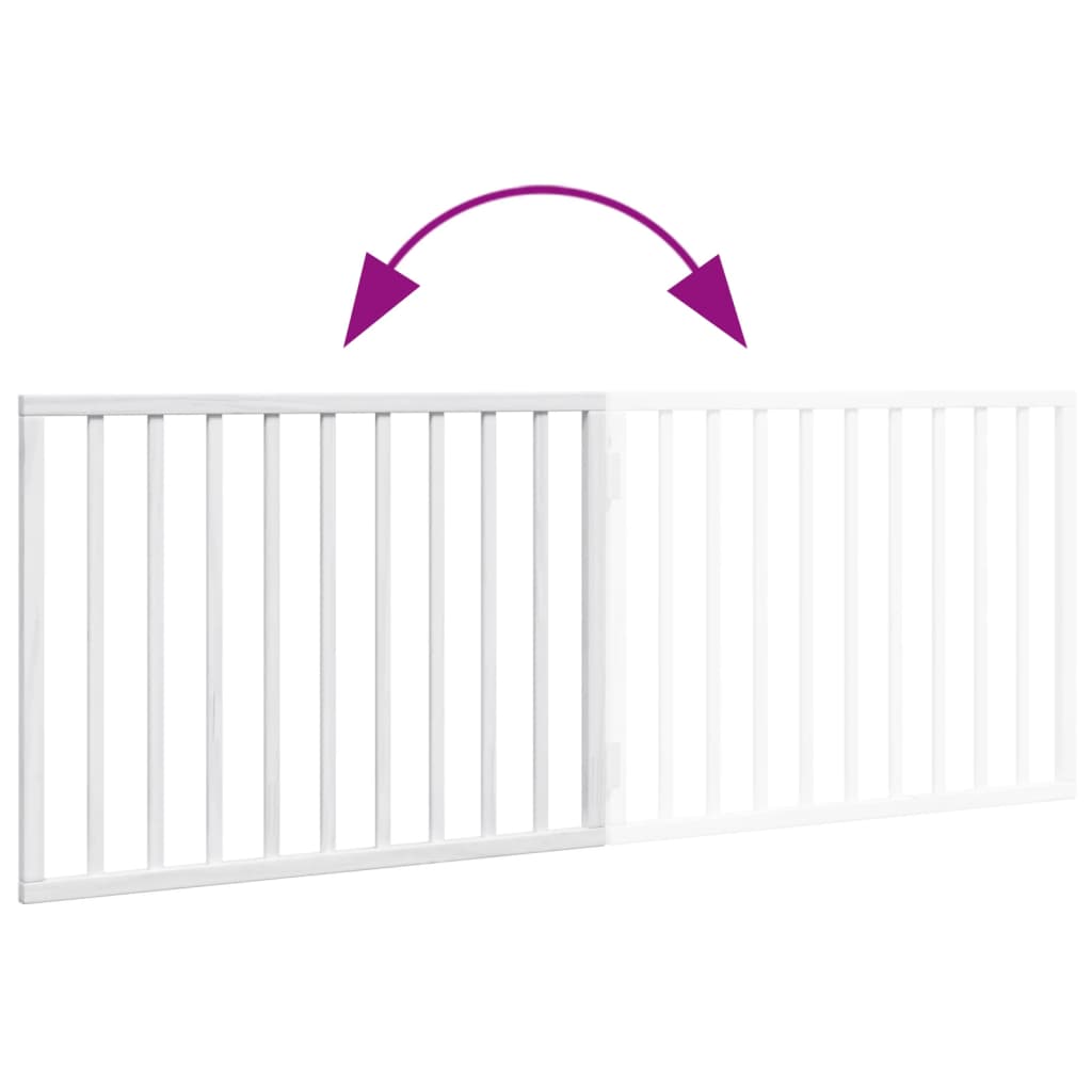 Poartă pentru câini pliabilă, 2 panouri, alb, 160 cm, lemn plop GartenMobel Dekor