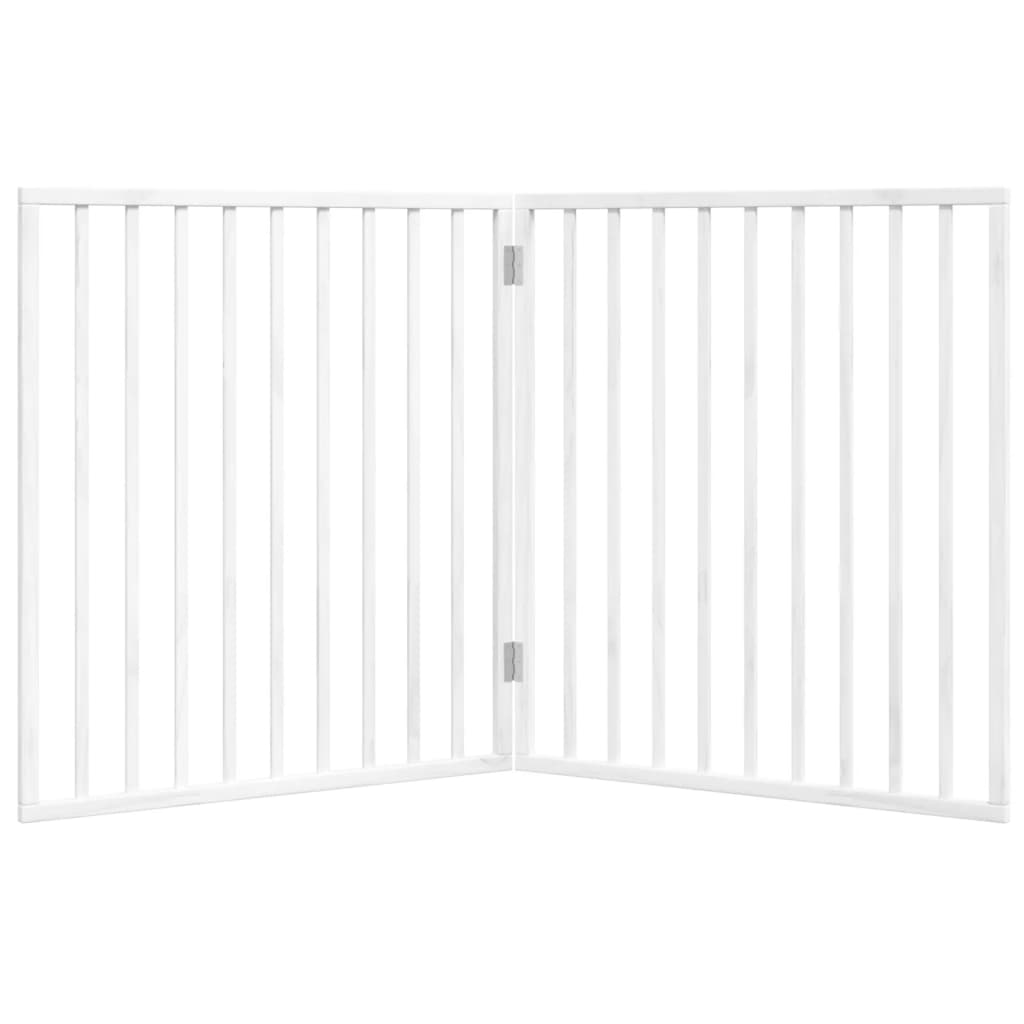 Poartă pentru câini pliabilă, 2 panouri, alb, 160 cm, lemn plop GartenMobel Dekor