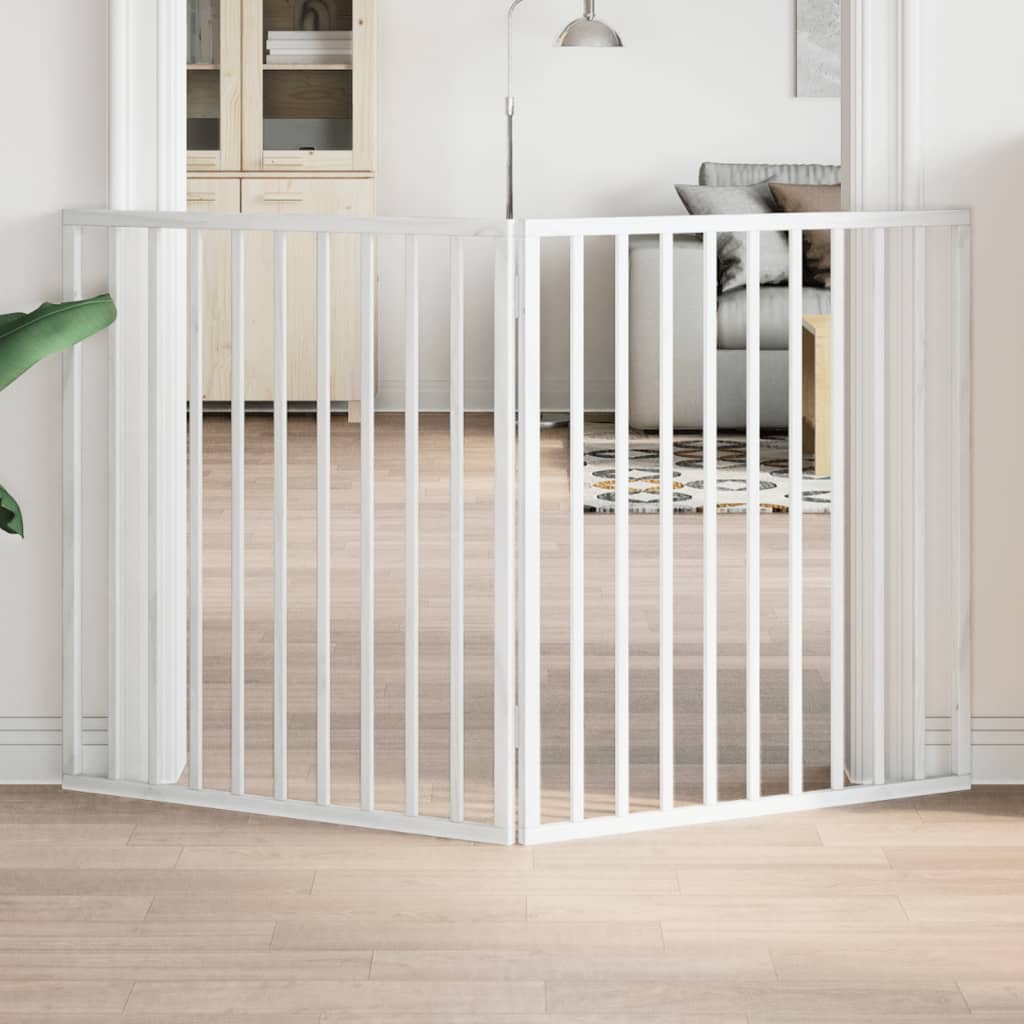 Poartă pentru câini pliabilă, 2 panouri, alb, 160 cm, lemn plop GartenMobel Dekor