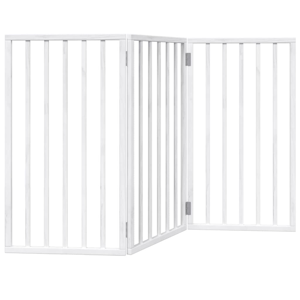 Poartă pentru câini pliabilă, 3 panouri, alb, 150 cm, lemn plop GartenMobel Dekor