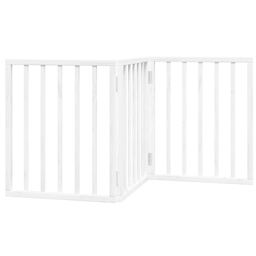 Poartă pentru câini pliabilă, 3 panouri, alb, 150 cm, lemn plop GartenMobel Dekor