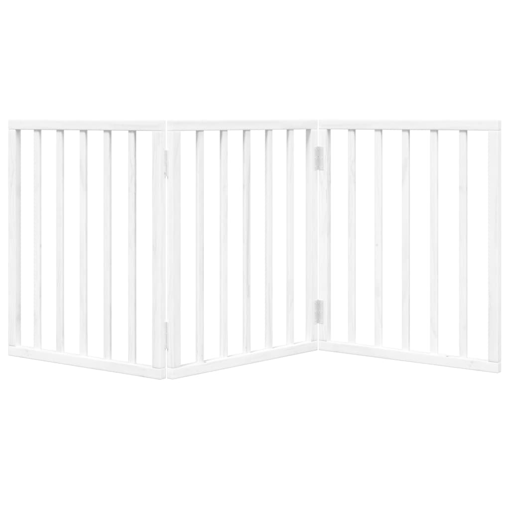 Poartă pentru câini pliabilă, 3 panouri, alb, 150 cm, lemn plop GartenMobel Dekor