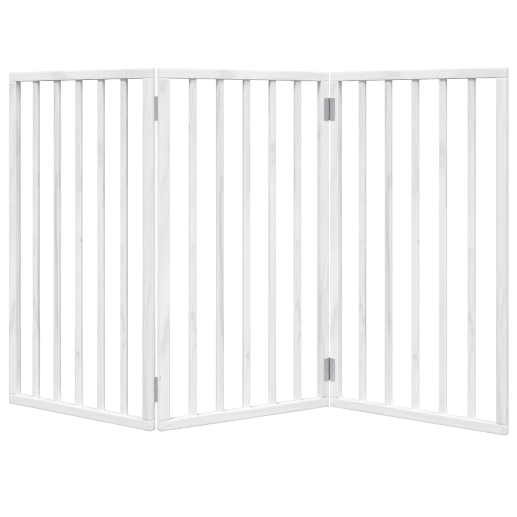 Poartă pentru câini pliabilă, 3 panouri, alb, 150 cm, lemn plop GartenMobel Dekor