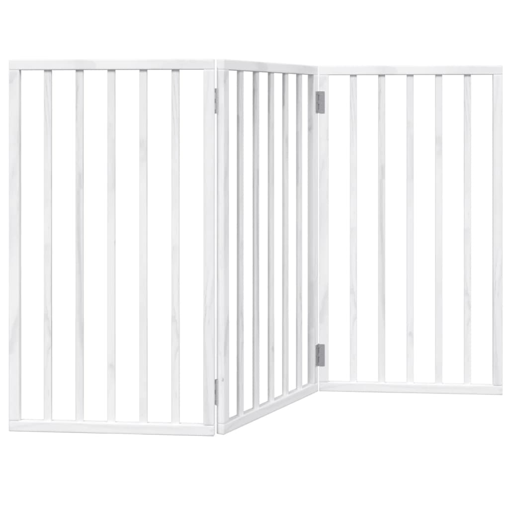 Poartă pentru câini pliabilă, 3 panouri, alb, 150 cm, lemn plop GartenMobel Dekor