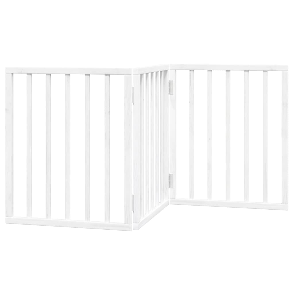 Poartă pentru câini pliabilă, 3 panouri, alb, 150 cm, lemn plop GartenMobel Dekor