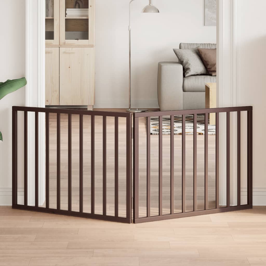 Poartă pentru câini pliabilă 2 panouri maro, 160 cm, lemn plop GartenMobel Dekor