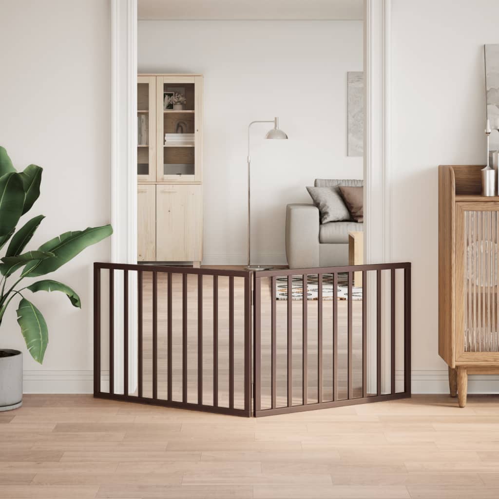 Poartă pentru câini pliabilă 2 panouri maro, 160 cm, lemn plop GartenMobel Dekor