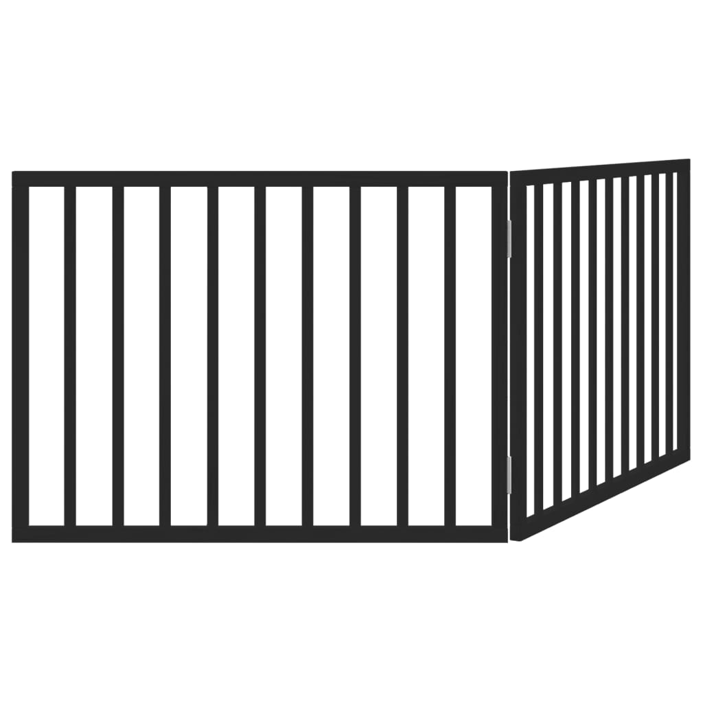 Poartă pentru câini pliabilă 2 panouri negru, 160 cm, lemn plop GartenMobel Dekor