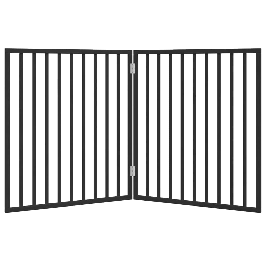 Poartă pentru câini pliabilă 2 panouri negru, 160 cm, lemn plop GartenMobel Dekor