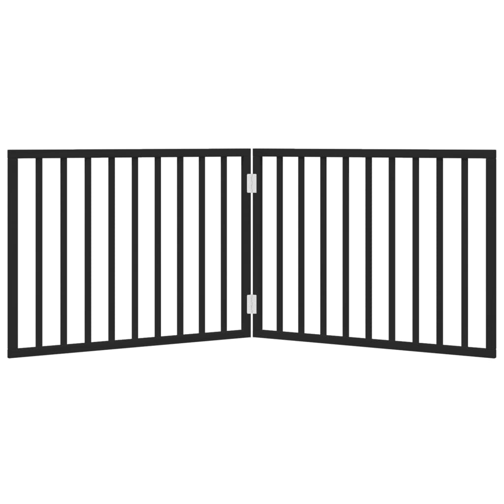 Poartă pentru câini pliabilă 2 panouri negru, 160 cm, lemn plop GartenMobel Dekor
