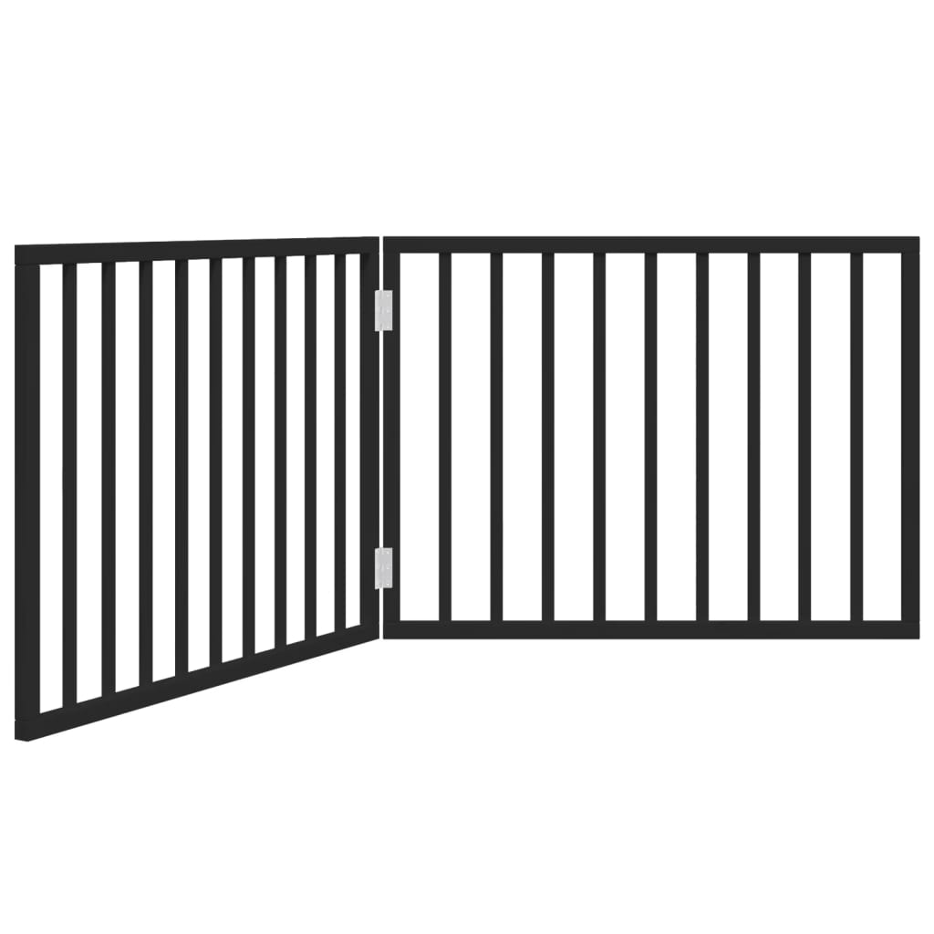 Poartă pentru câini pliabilă 2 panouri negru, 160 cm, lemn plop GartenMobel Dekor