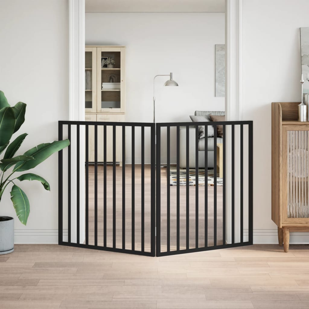 Poartă pentru câini pliabilă 2 panouri negru, 160 cm, lemn plop GartenMobel Dekor