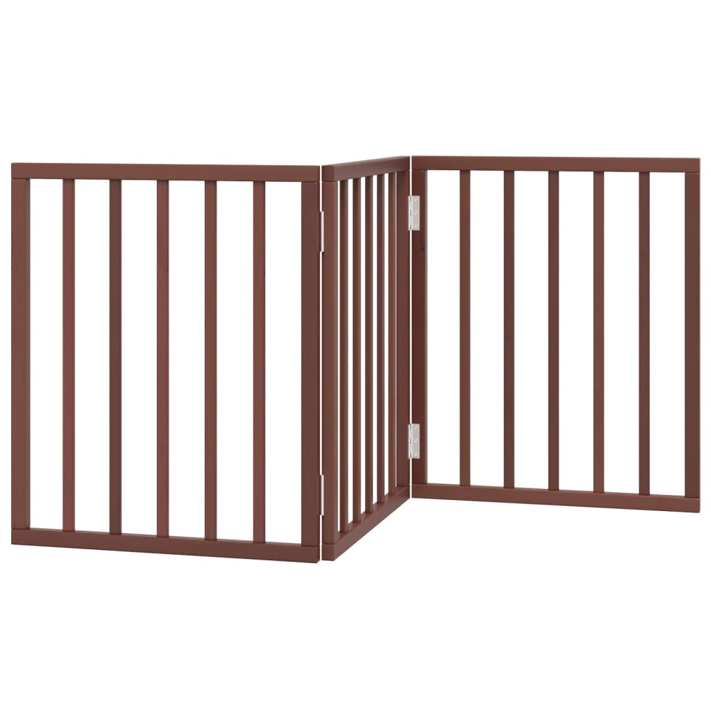 Poartă pentru câini pliabilă 3 panouri maro, 150 cm, lemn plop GartenMobel Dekor
