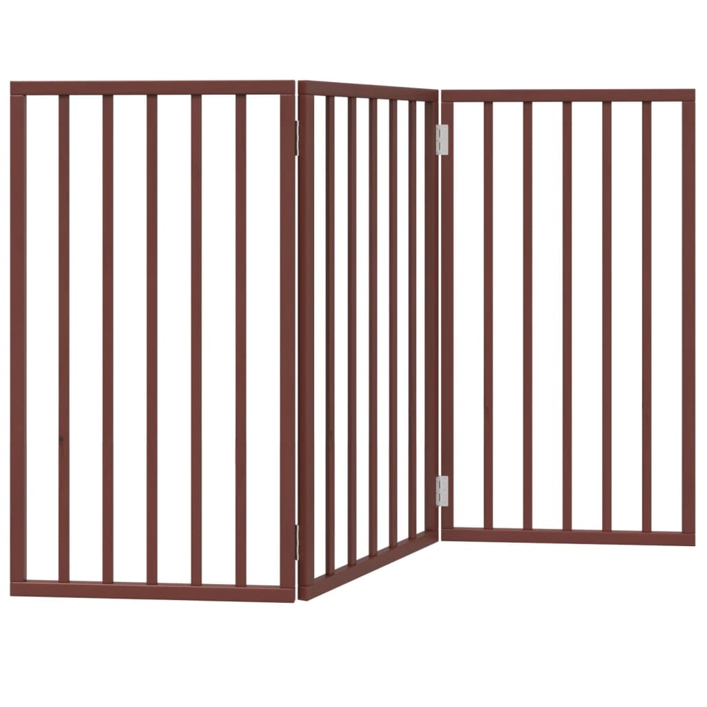 Poartă pentru câini pliabilă 3 panouri maro, 150 cm, lemn plop GartenMobel Dekor