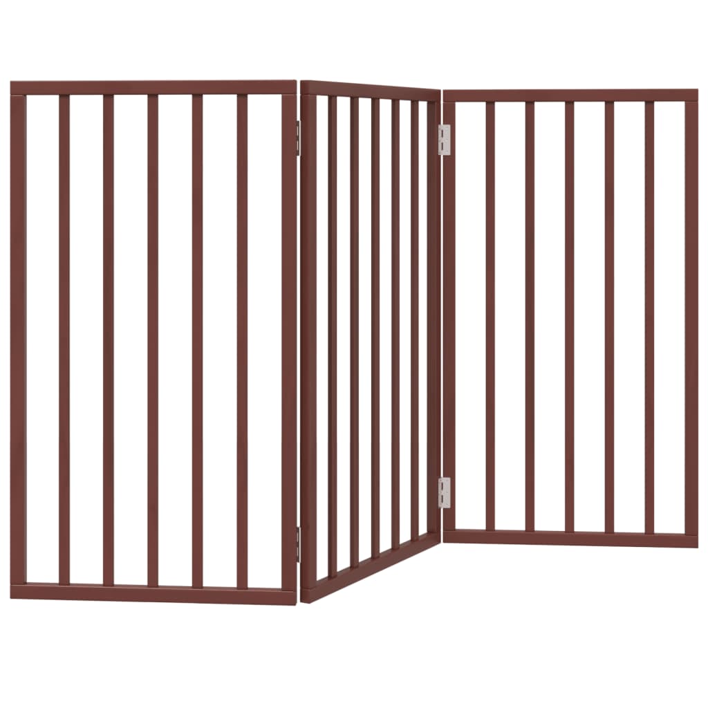 Poartă pentru câini pliabilă 3 panouri maro, 150 cm, lemn plop GartenMobel Dekor