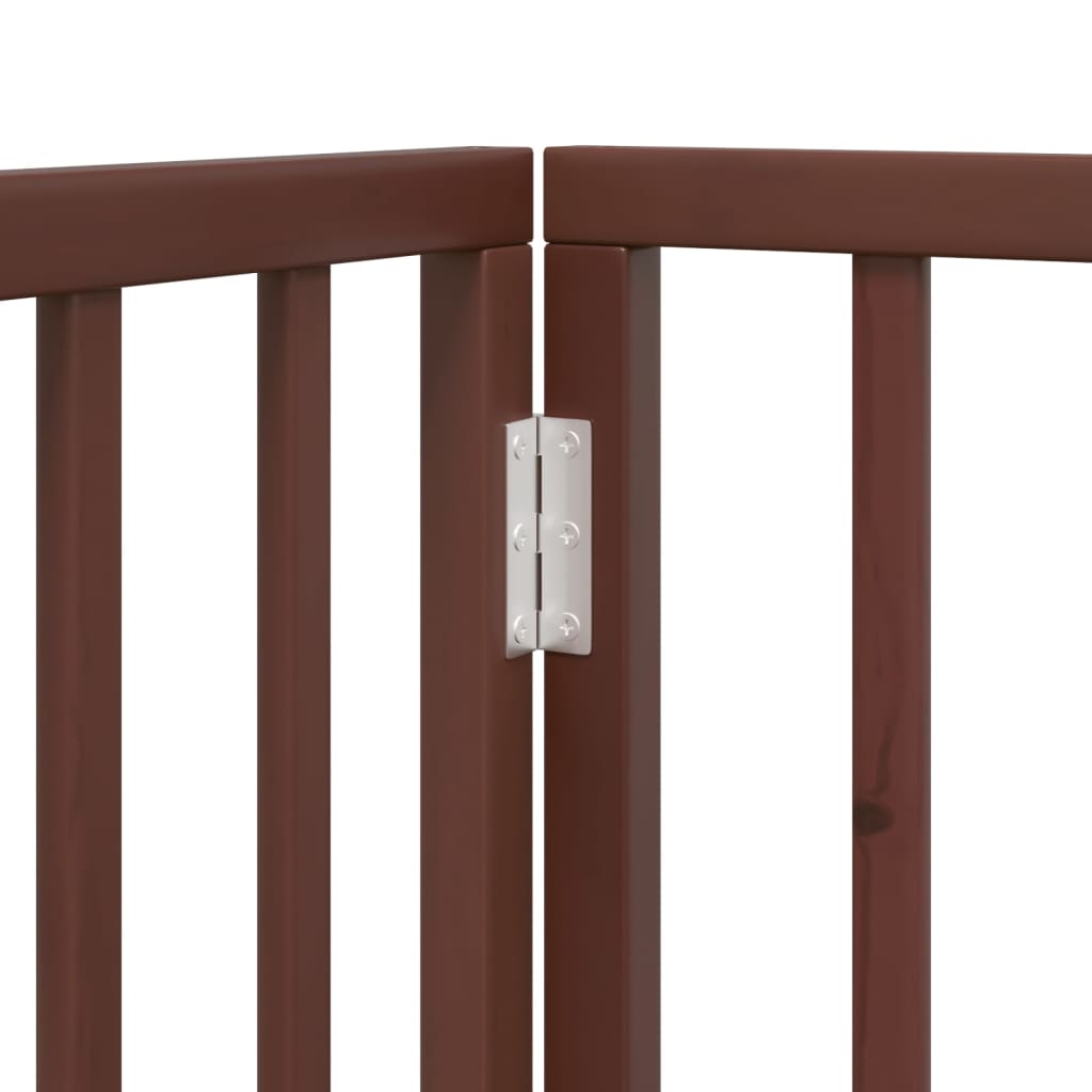Poartă pentru câini pliabilă 3 panouri maro, 150 cm, lemn plop GartenMobel Dekor