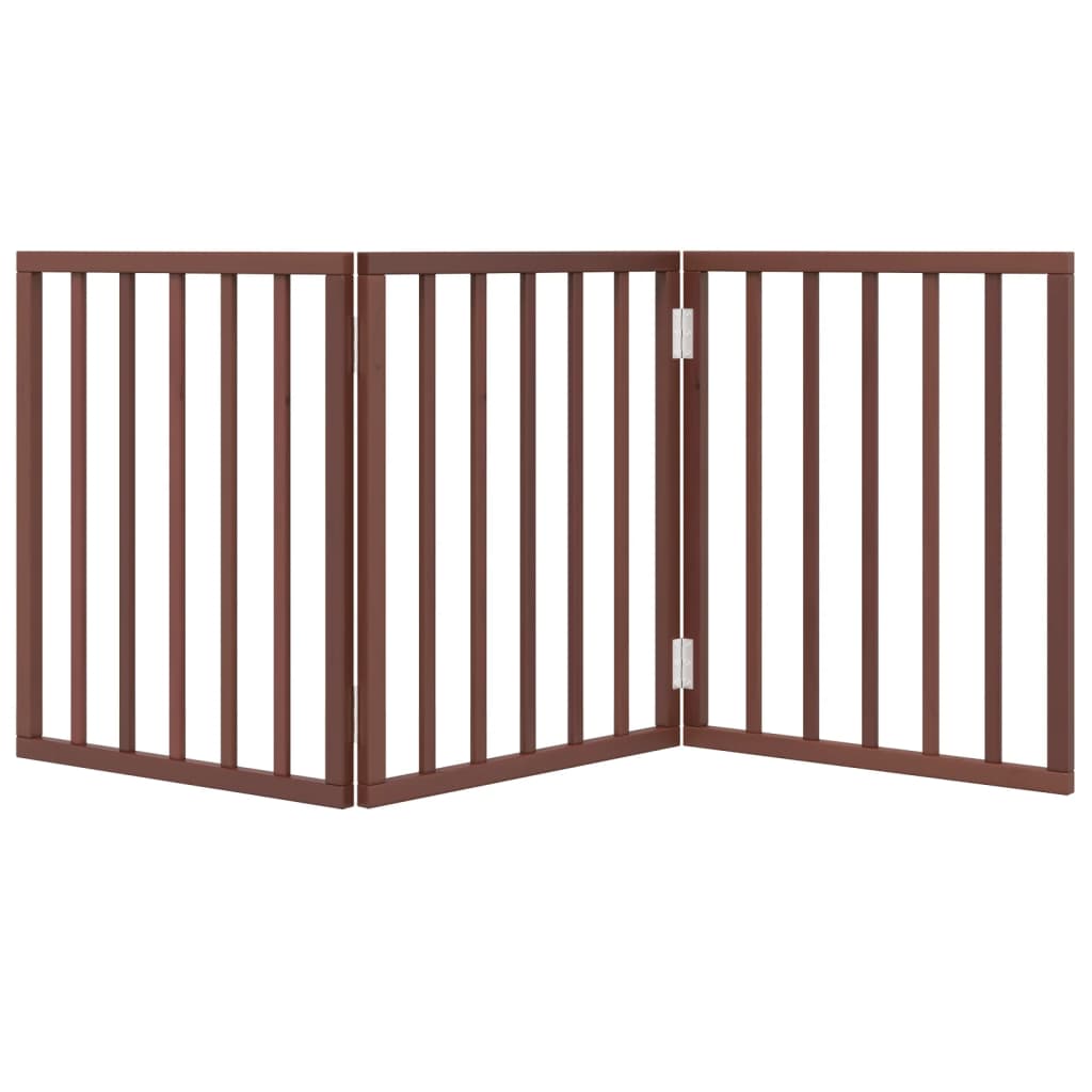 Poartă pentru câini pliabilă 3 panouri maro, 150 cm, lemn plop GartenMobel Dekor