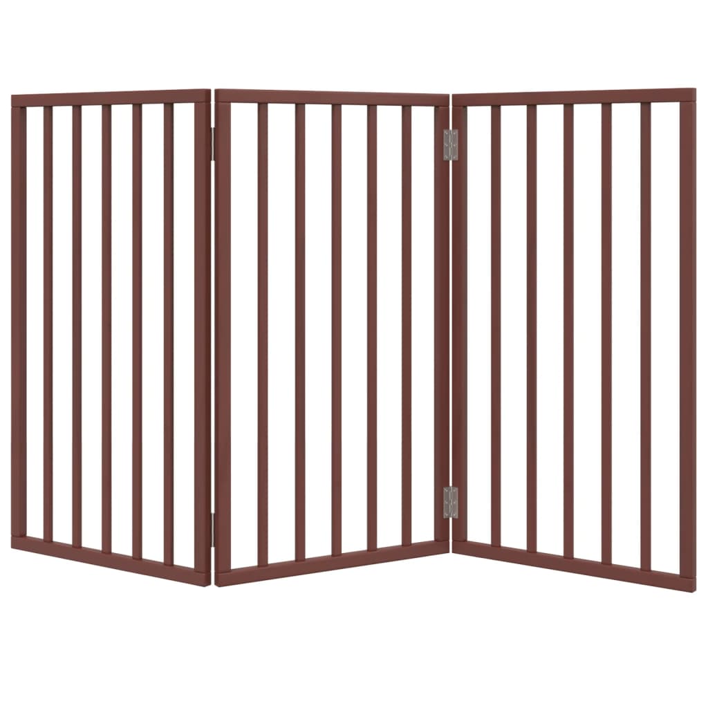 Poartă pentru câini pliabilă 3 panouri maro, 150 cm, lemn plop GartenMobel Dekor
