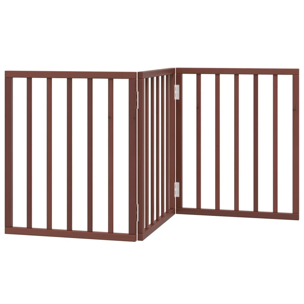 Poartă pentru câini pliabilă 3 panouri maro, 150 cm, lemn plop GartenMobel Dekor