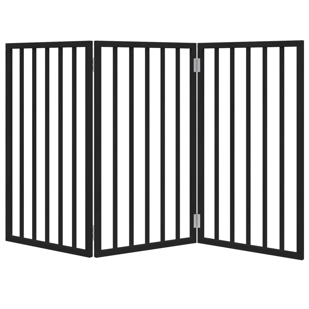 Poartă pentru câini pliabilă 3 panouri negru, 150 cm, lemn plop GartenMobel Dekor