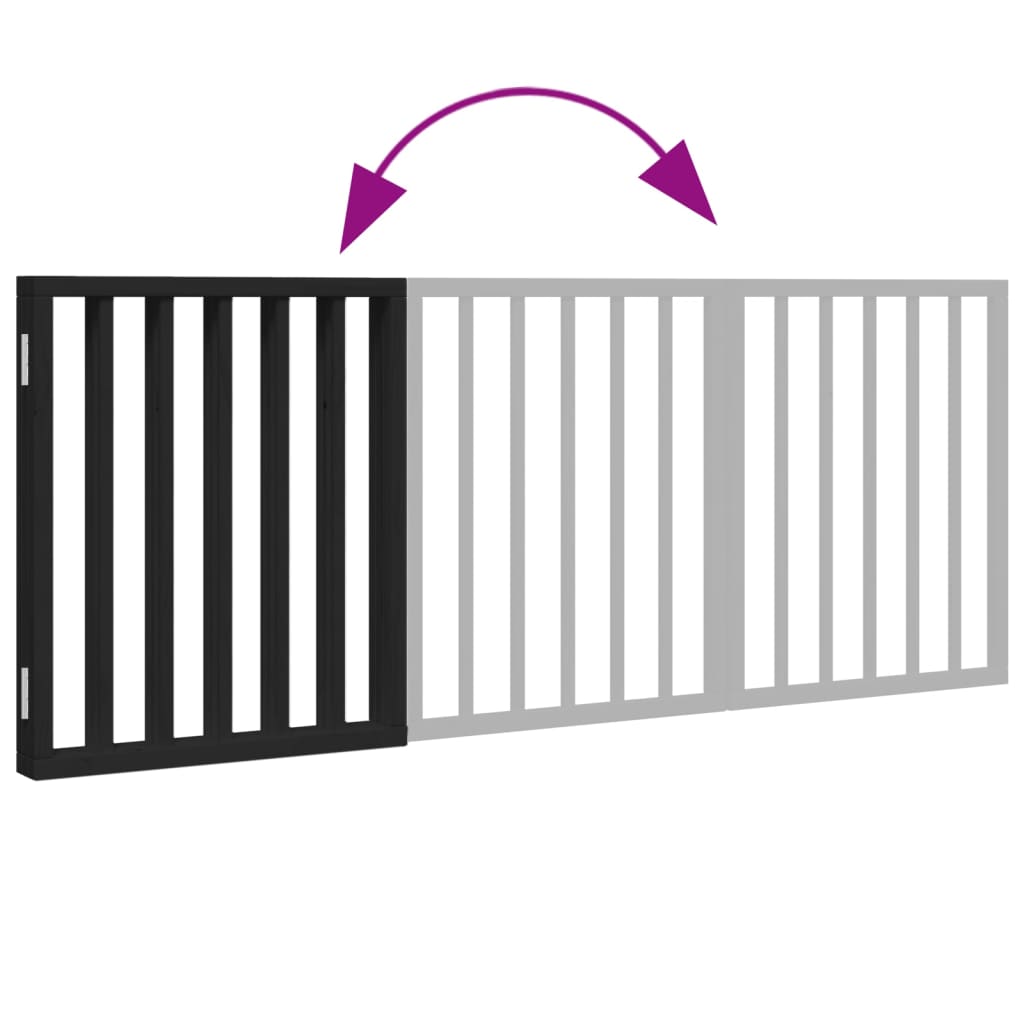 Poartă pentru câini pliabilă 3 panouri negru, 150 cm, lemn plop GartenMobel Dekor