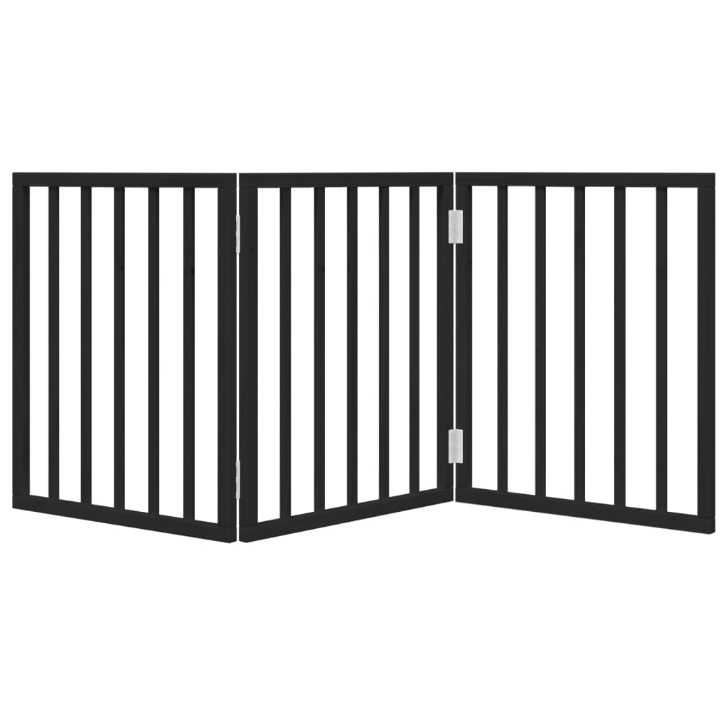 Poartă pentru câini pliabilă 3 panouri negru, 150 cm, lemn plop GartenMobel Dekor