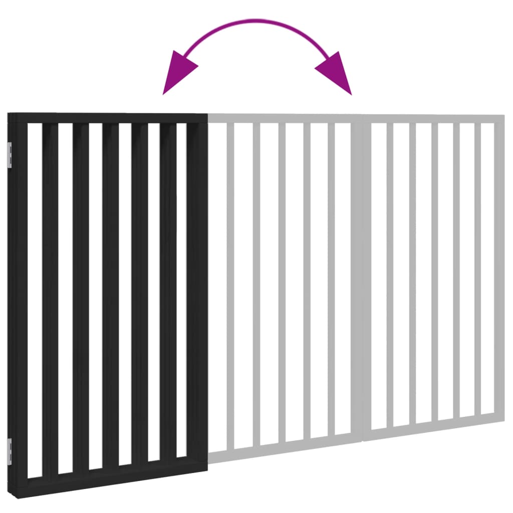 Poartă pentru câini pliabilă 3 panouri negru, 150 cm, lemn plop GartenMobel Dekor