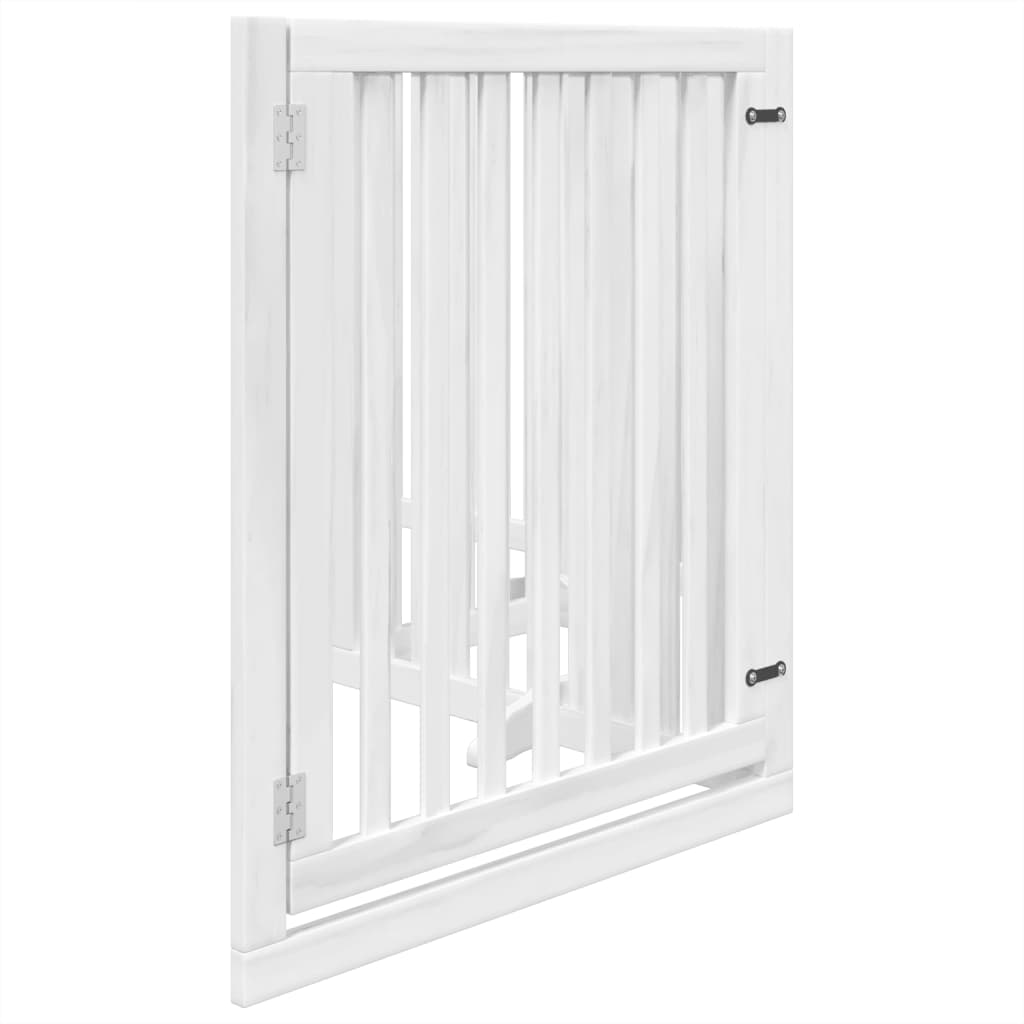 Poartă câini pliabilă cu ușă, 4 panouri, alb, 320 cm, lemn plop GartenMobel Dekor