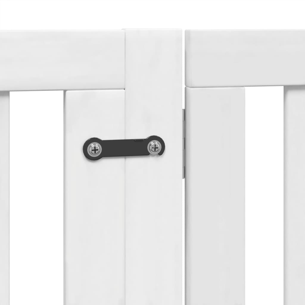 Poartă câini pliabilă cu ușă, 4 panouri, alb, 320 cm, lemn plop GartenMobel Dekor