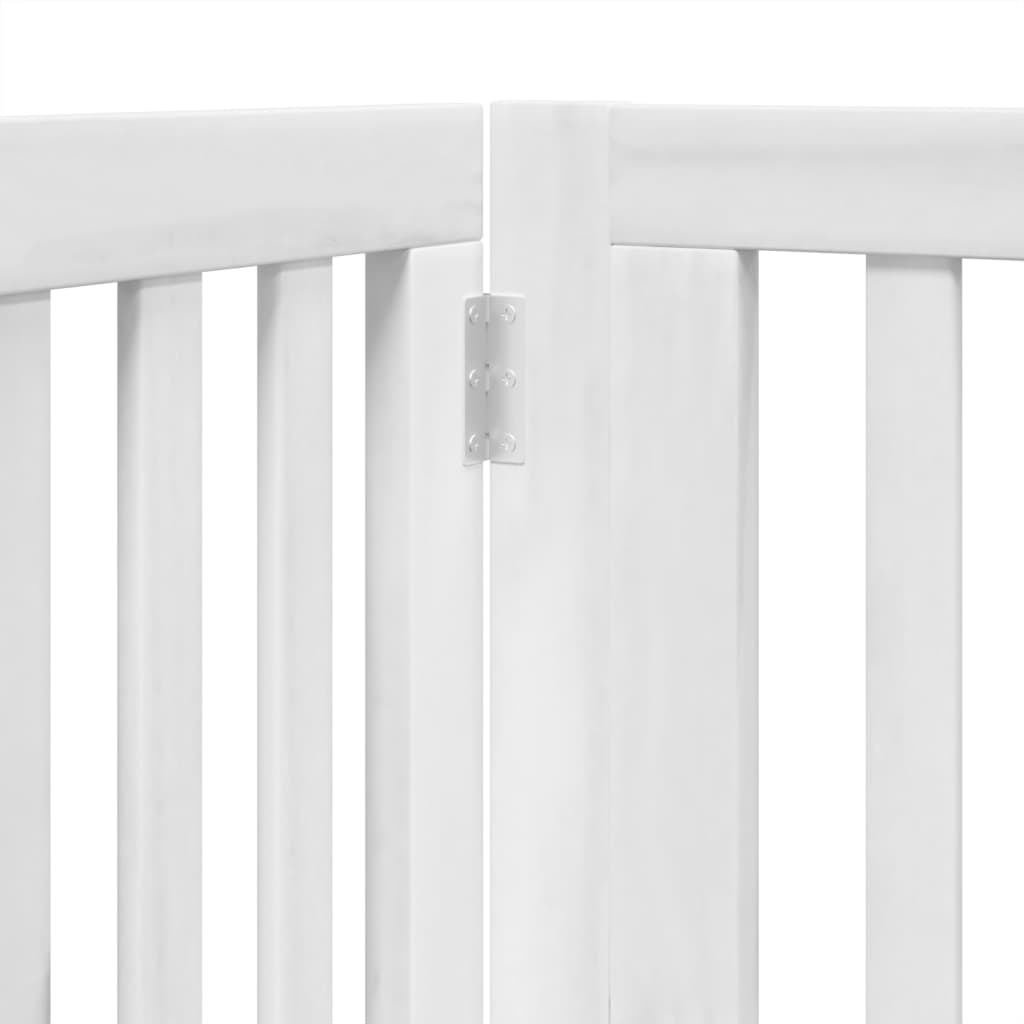Poartă câini pliabilă cu ușă, 4 panouri, alb, 320 cm, lemn plop GartenMobel Dekor