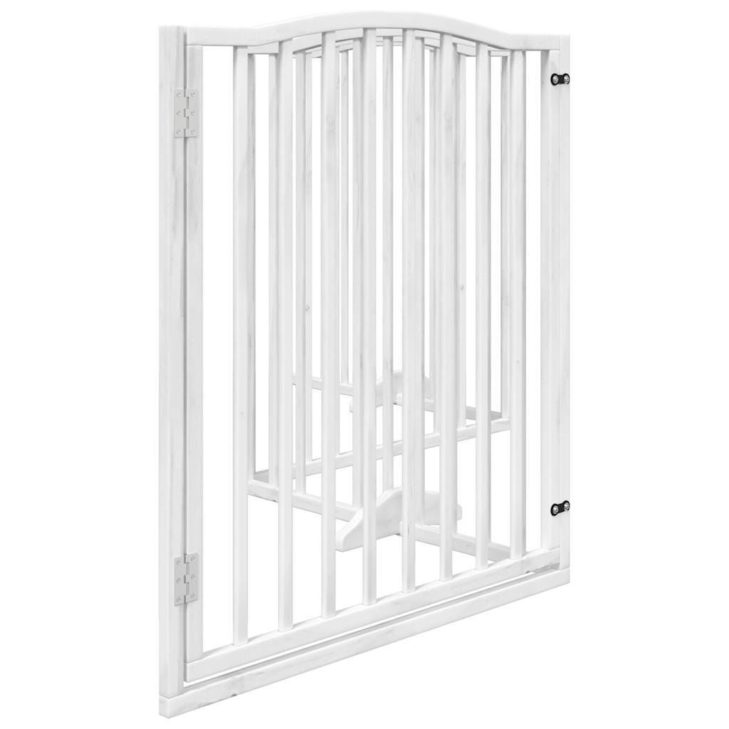 Poartă câini pliabilă cu ușă, 4 panouri, alb, 320 cm, lemn plop GartenMobel Dekor
