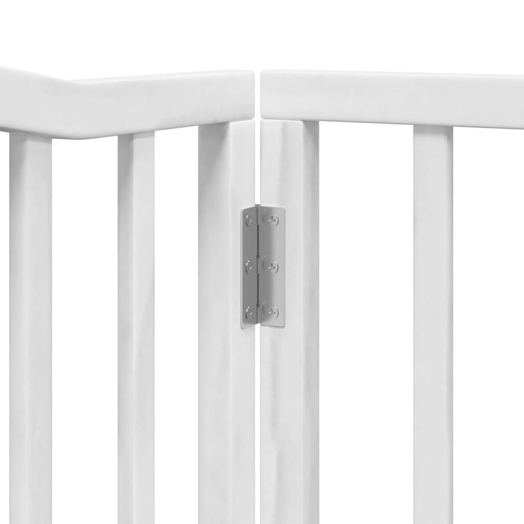 Poartă câini pliabilă cu ușă, 4 panouri, alb, 320 cm, lemn plop GartenMobel Dekor