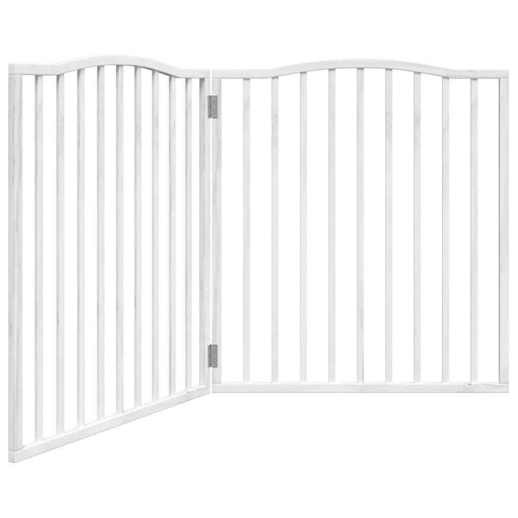 Poartă câini pliabilă cu ușă, 4 panouri, alb, 320 cm, lemn plop GartenMobel Dekor
