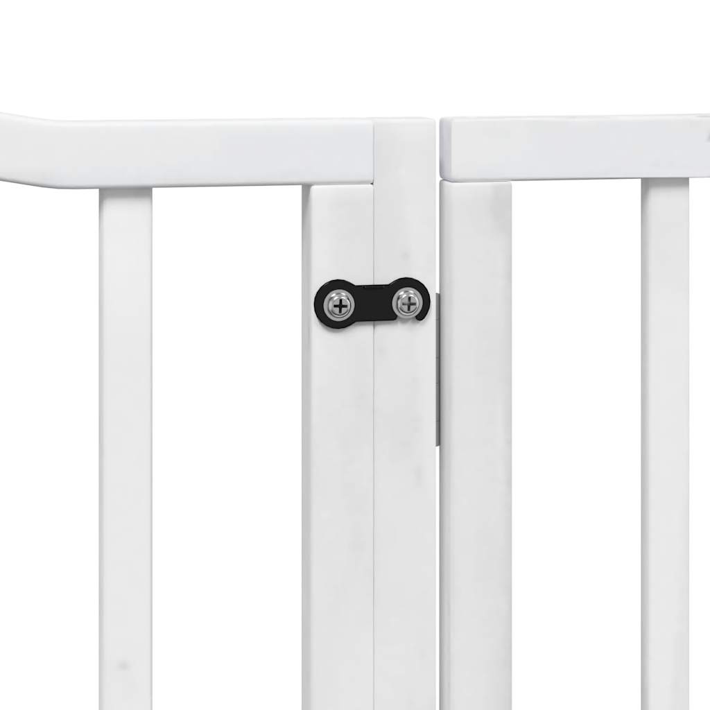 Poartă câini pliabilă cu ușă, 4 panouri, alb, 320 cm, lemn plop GartenMobel Dekor