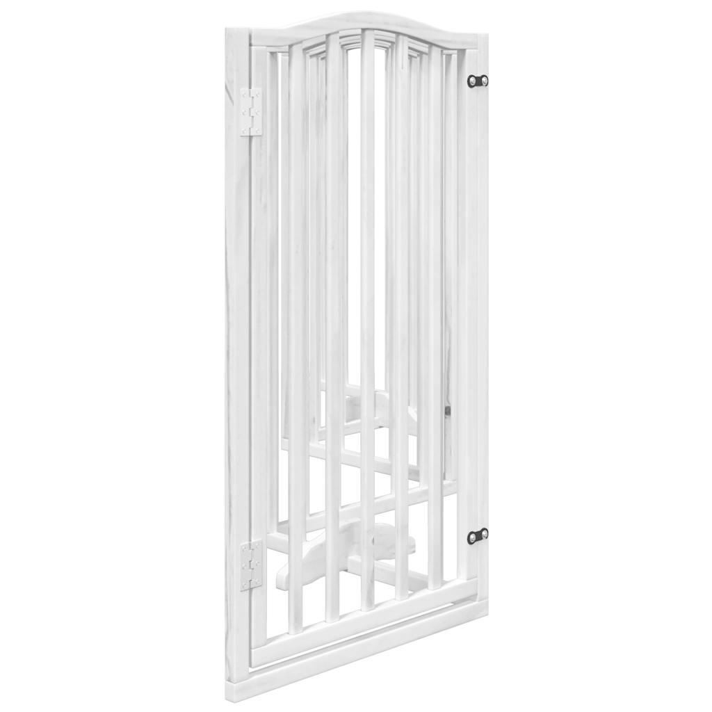 Poartă câini pliabilă cu ușă, 6 panouri, alb, 300 cm, lemn plop GartenMobel Dekor