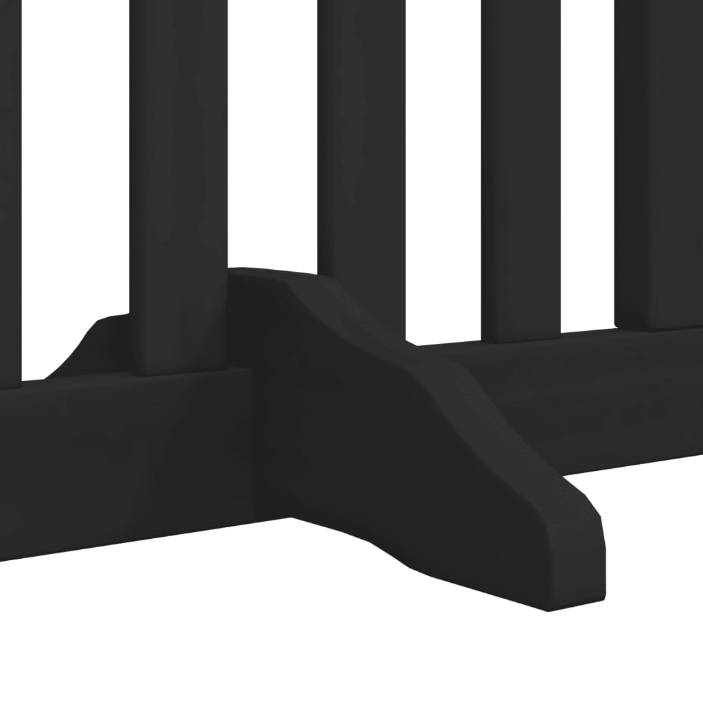 Poartă câini pliabilă cu ușă 4 panouri negru, 320 cm, lemn plop GartenMobel Dekor
