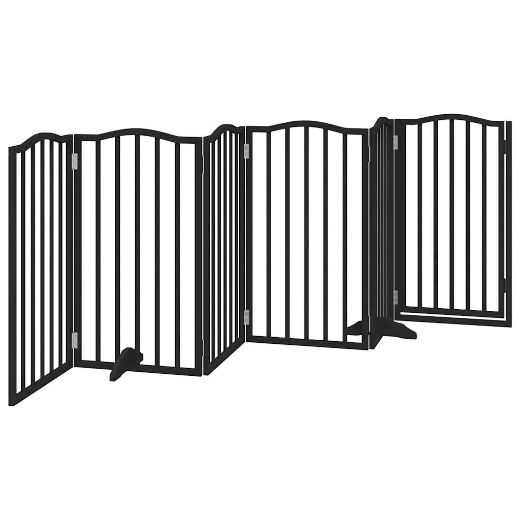 Poartă câini pliabilă cu ușă 6 panouri negru, 300 cm, lemn plop GartenMobel Dekor