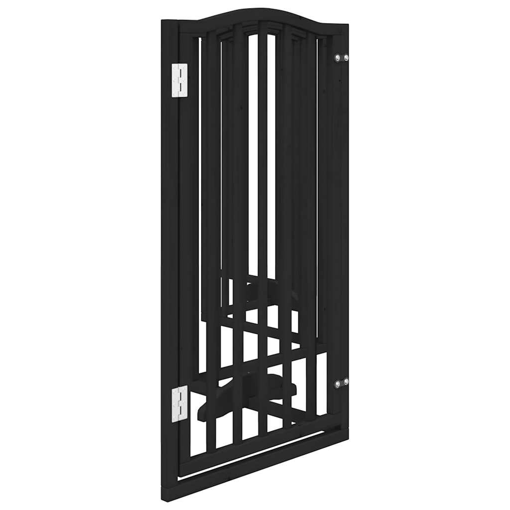 Poartă câini pliabilă cu ușă 6 panouri negru, 300 cm, lemn plop GartenMobel Dekor