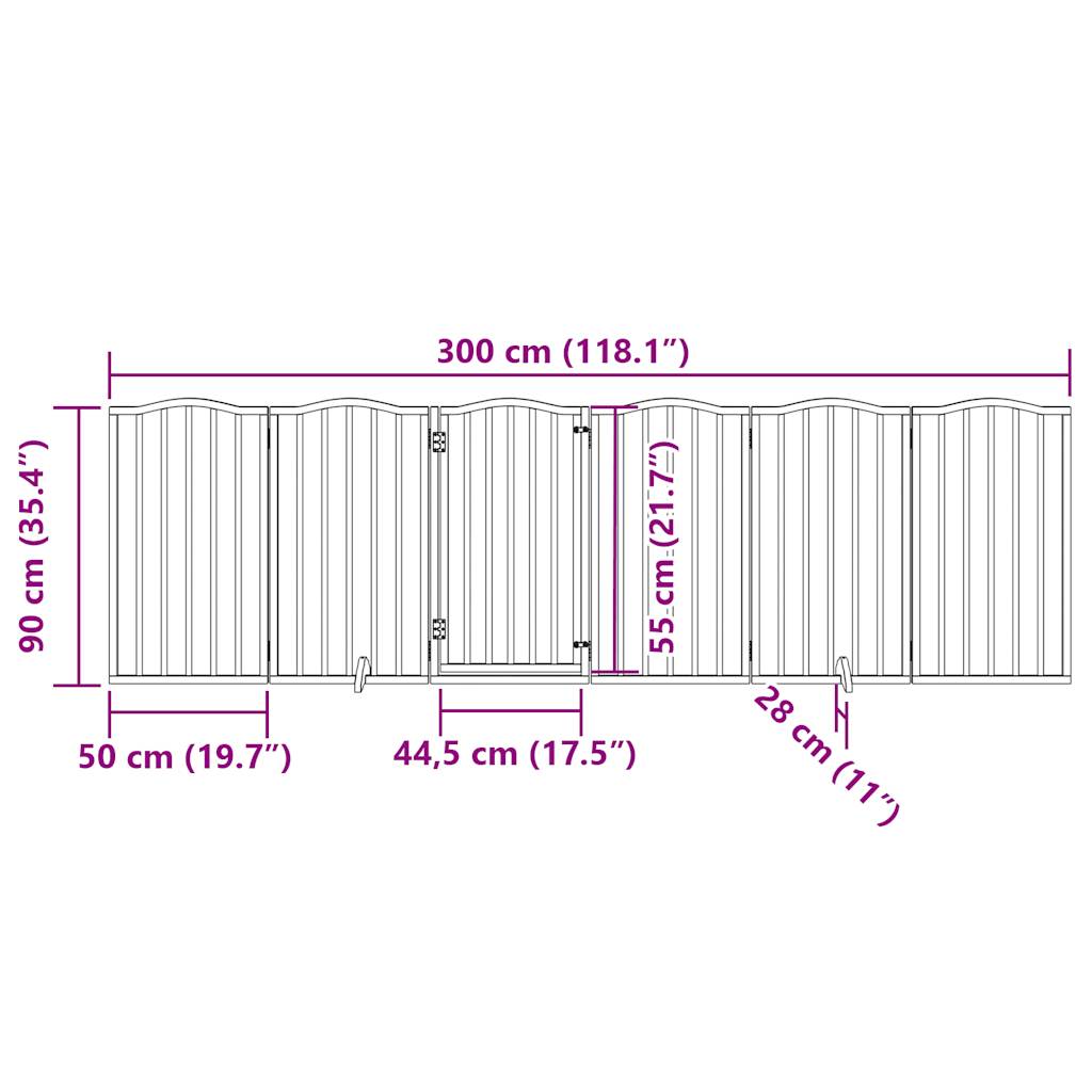 Poartă câini pliabilă cu ușă 6 panouri negru, 300 cm, lemn plop GartenMobel Dekor