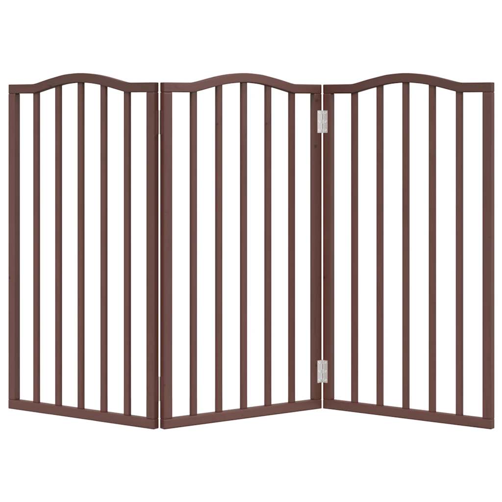Poartă de câini pliabilă 3 panouri stejar maro 150 cm lemn plop GartenMobel Dekor