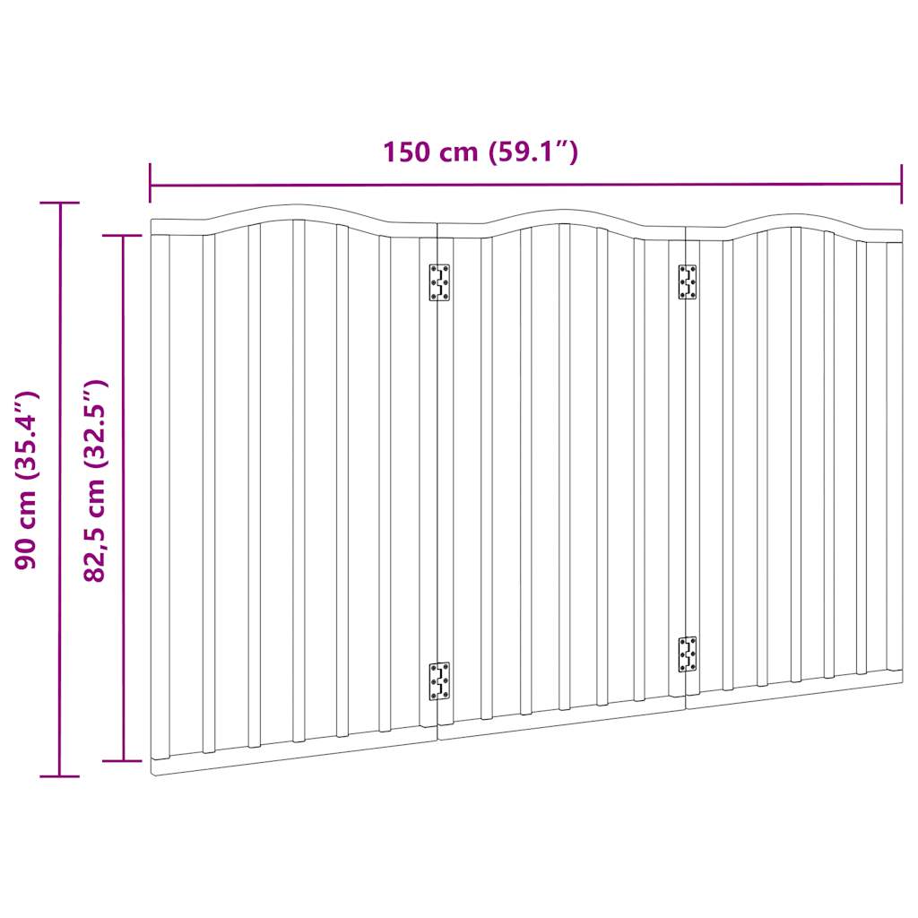 Poartă de câini pliabilă 3 panouri stejar maro 150 cm lemn plop GartenMobel Dekor